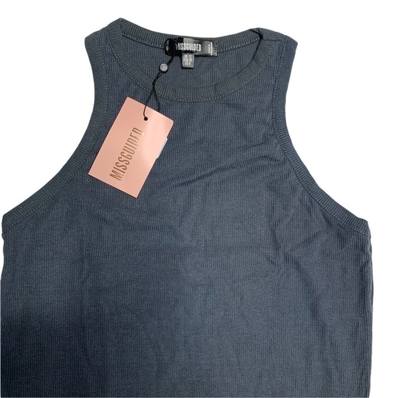 Missguided New With Tags fine rib racer vest in charcoal size 8 - Picture 7 of 16
